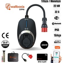 Wallboxia Luma - 22 kW Elektrikli Araç Taşınabilir Şarj Cihazı - Type 2 32A 3 Faz 36 Ay Garanti -Parlak Krom