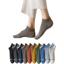Sky Socks 10'lu Erkek Çemberli Renkli Patik Ekonomik Paket Kısa Spor Sneakers Çorap Tek Beden