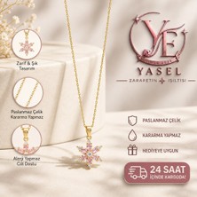 Yasel Takı & Çanta Çelik Pembe Lotus Çiçeği Kolye