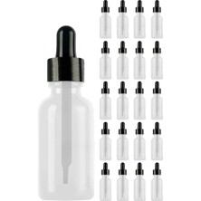 St. Morritz 100 ml Şeffaf Cam Damlalıklı Serum Şişesi 100 cc Siyah Metal Kapaklı Dropper Cam Şişe 20 Adet