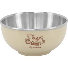 Zebra Thailand Zebra Renkli Çelik Çorba Kasesi 11 cm, Japon Tipi, Tavşan Desenli, Vanilya