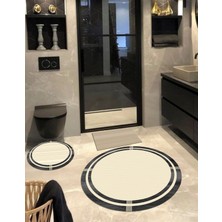 Ardizayn Aurora (Bej) - Kaymaz Taban Yuvarlak Banyo Halısı (100X100-60X60-40X60 CM 3'LÜ SET)