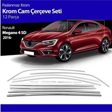 Ekolmaks Renault Megane 4 Sd 2016+ Tamtur 12 Parça Krom Cam Çıtası