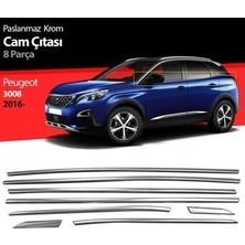 Ekolmaks Peugeout 3008 2016+ Alt Cam Çıtası 8 Parça Krom