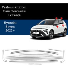 Ekolmaks Hyundai Bayon 2020+ Tamtur 12 Parça Krom Cam Çıtası