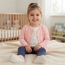 Erca Home Tekstil Ürünleri %100 Pamuklu Triko Yapraklı Kız Hırka 18 Ay,2y,3y,4y Pembe