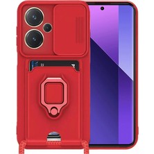 Kmrsfres Newface Xiaomi Redmi Note 13 Pro Plus Kılıf Zuma Kartvizitli Yüzüklü Silikon - Kırmızı