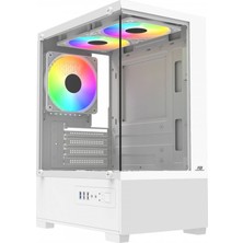 Powerboost PB-M5001W Sea Vıew M-Atx 3x Raınbow Fan Beyaz Akvaryum 500W Gamıng Kasa