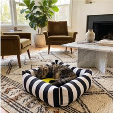 Ayrex Lüks Kare Zebra Desen Kedi Köpek Yatağı, Sarı