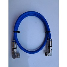 Crescent Digitürk Sıkmalı F Konnektörlü L Tipi A+++ Hazır Uydu Anten Kablosu Folyolu Rg6 Mavi Renk 50 cm
