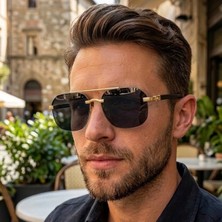 Di Caprio DC3035GOLD Gold Siyah Signature Çerçevesiz Polarize Camlı Erkek Güneş Gözlüğü