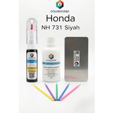 COLORGUARD Honda NH 731 Siyah İğneli ve Fırçalı 2 si 1 Arada Rötuş Boyası Yüzey Temizleme Solüsyonu Profesyonel ve Çapaksız Rötuş Çeliği 5'li Uygulama Çubuğu Seti