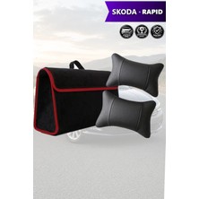 Automod Skoda Rapid Uyumlu Koltuk Yastığı Spor Model Lüks Bagaj Çantası Siyah Renk