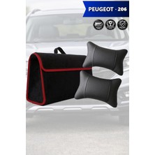 Automod Peugeot 206 Uyumlu Spor Model Koltuk Yastığı Bagaj Çantası Lüks Siyah Renk