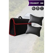 Automod Peugeot 308 Uyumlu Spor Model Koltuk Yastığı Lüks Bagaj Çantası Siyah Renk