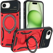 Kmrsfres Newface Iphone 16E Kılıf Joy Lens Standlı Kapak - Kırmızı