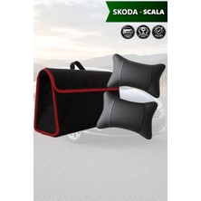 Automod Skoda Scala Uyumlu Spor Model Lüks Bagaj Çantası Koltuk Yastığı Siyah Renk