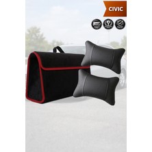 Automod Civic Uyumlu Spor Model Bagaj Çantası Lüks Koltuk Yastığı Siyah Renk