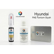 COLORGUARD Hyundai PAE Fantom Siyah Rötuş Seti - 2 si 1 Arada İğne ve Fırça Uçlu Şişe, Solüsyon ve Rötuş Çeliği