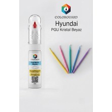 COLORGUARD Hyundai PGU Kristal Beyaz Rötuş Boyası ve 5'li Rötuş Çubuğu Hassas Uygulama Seti