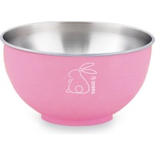 Zebra Thailand Zebra Renkli Çelik Erişte ve Çorba Kasesi 15 cm Darling, Tavşan Desenli, Pembe