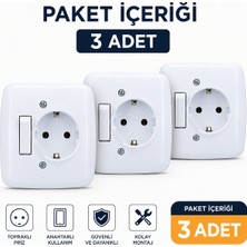 Ovivo Sıva Altı Anahtar Priz 3 Adet