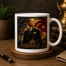 Bkc Ticaret Atatürk Serisi | En Büyük Eserim Cumhuriyettir | Atatürk Temalı Çift Taraflı Baskılı Seramik Kupa | 300 ml