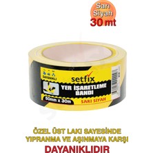Setfix Yer Işaretleme Bandı Sarı-Siyah, 50 mm x 30 mt / Aşınmaya Dayanıklı, Pvc, Iş Güvenliği Zemin Uyarı Şeridi