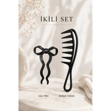 Invictus Design Kadın Siyah Saç Şekillendirici Bukleli Kıvırcık Dalgalı Saçlar Için Geniş Dişli Wax Tarak ve Fiyonk Figürlü Gizli Topuz Tokası Saç Düzenleyici Saç U Pin Firkete Saç Çatalı 2'li Set