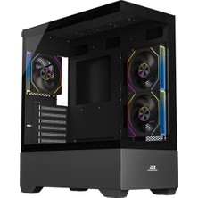 Powerboost PB-J9031B Sea Vıew Atx 3x Argb Pwm Fan 80+ Bronze Siyah Akvaryum 750W Gamıng Kasa