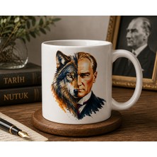 Bkc Ticaret Atatürk Serisi | Bozkurt’un Izinde | Atatürk & Bozkurt Temalı Çift Taraflı Baskılı Seramik Kupa | 300 ml