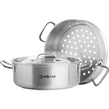 Zebra Thailand Zebra Buharlıklı Çelik Basık Tencere Seti 26 cm Estio Pro, Çelik Kapaklı, 3 Parça, İndüksiyon Uyumlu