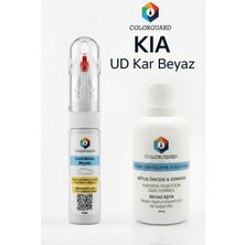 COLORGUARD Kia UD Kar Beyaz İğneli & Fırçalı Şişe Rötuş Boyası ve Yüzey Temizleme Solüsyonu Seti
