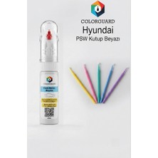 COLORGUARD Hyundai PSW Kutup Beyazı Rötuş Boyası ve 5'li Rötuş Çubuğu Hassas Uygulama Seti