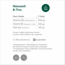 Natuwell B-Trio 30 Dilaltı Tablet ve Sitikolin 250 Mg 30 Kapsül ve Magneline Magnezyum L-Treonat 30 tablet