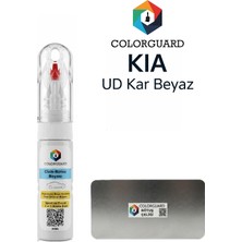 COLORGUARD Kia UD Kar Beyaz İğneli ve Fırçalı Özel Tasarım Şişe Rötuş Boyası ve Profesyonel Rötuş Çeliği Seti