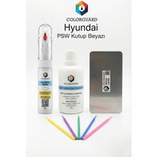 COLORGUARD Hyundai PSW Kutup Beyazı İğneli ve Fırçalı 2 si 1 Arada Rötuş Boyası Yüzey Temizleme Solüsyonu Profesyonel ve Çapaksız Rötuş Çeliği 5'li Uygulama Çubuğu Seti