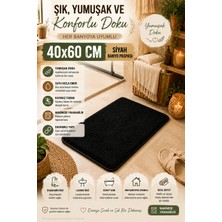 Open City Siyah Banyo Paspası Yumuşak Kaymaz Tabanlı Su Emici Makinede Yıkanabilir Ev Paspas 40X60CM