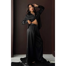 Very Moda Yüksek Bel Bol Paça Saten Pantolon – Şık ve Rahat Tasarım | F2052