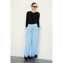 Very Moda Paçası Dantelli Saten Pantolon | D2969