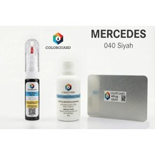 COLORGUARD Mercedes-Benz 040 Siyah Rötuş Seti - 2 si 1 Arada İğne ve Fırça Uçlu Şişe, Solüsyon ve Rötuş Çeliği