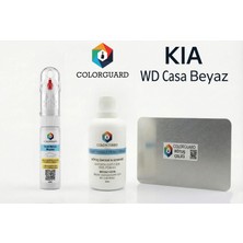 COLORGUARD Kia WD Casa Beyaz Rötuş Seti - 2 si 1 Arada İğne ve Fırça Uçlu Şişe, Solüsyon ve Rötuş Çeliği