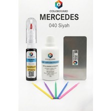 COLORGUARD Mercedes-Benz 040 Siyah İğneli ve Fırçalı 2 si 1 Arada Rötuş Boyası Yüzey Temizleme Solüsyonu Profesyonel ve Çapaksız Rötuş Çeliği 5'li Uygulama Çubuğu Seti