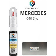 COLORGUARD Mercedes-Benz 040 Siyah İğneli ve Fırçalı 2 si 1 Arada Özel Tasarım Şişe Rötuş Boyası ve Profesyonel Rötuş Çeliği Seti