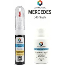 COLORGUARD Mercedes-Benz 040 Siyah İğneli & Fırçalı Şişe Rötuş Boyası ve Yüzey Temizleme Solüsyonu Seti