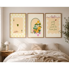 Luxor Pixels (Çerçevesiz) Sarı Lucky Girl Genç Odası 3lü Poster Seti
