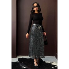 Very Moda Simli Pliseli Etek | F2067