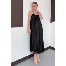 Very Moda Dantel Detaylı Saten Elbise | D3022