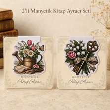 Tişört Kodu Vintage Bahçe 2’li Manyetik Kitap Ayracı Seti – Çiçek ve Antika Anahtar Tasarımlı