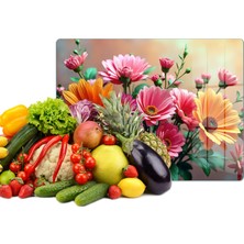 Reflexa Cam Kesme Tahtası Renkli Çiçek Tasarımlı Çok Amaçlı 35 x 25 cm